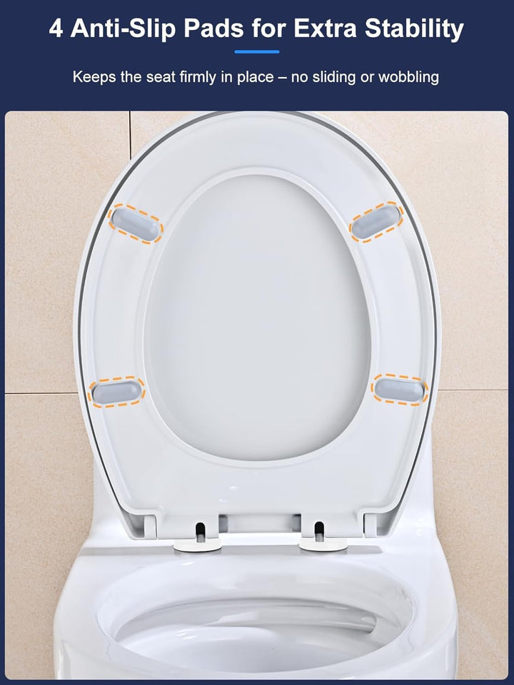YEAUPE PRO Toilettendeckel mit Absenkautomatik O-Form– WC Sitz aus hochwertigem PP mit Schnellversch