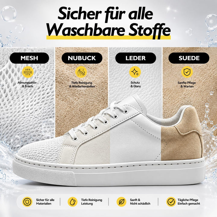 6-in-1-Schuhpflege-Set, mit pflanzlichem Schaum, Desodorierungsspray, 3 Bürsten und Mikrofasertuch,