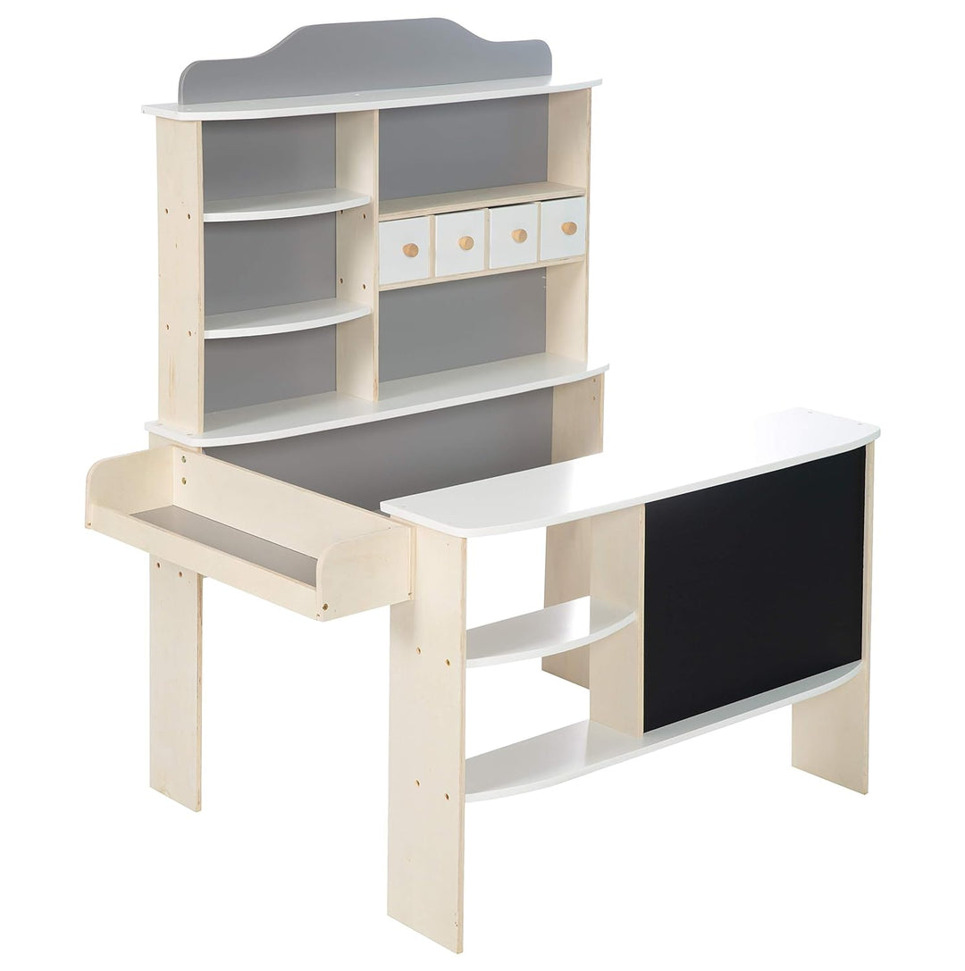 roba Kaufladen, Holz natur,weiss/grau lackiert, 4 Schubladen,Tafel, Theke & Seitentheke Kaufladen mi