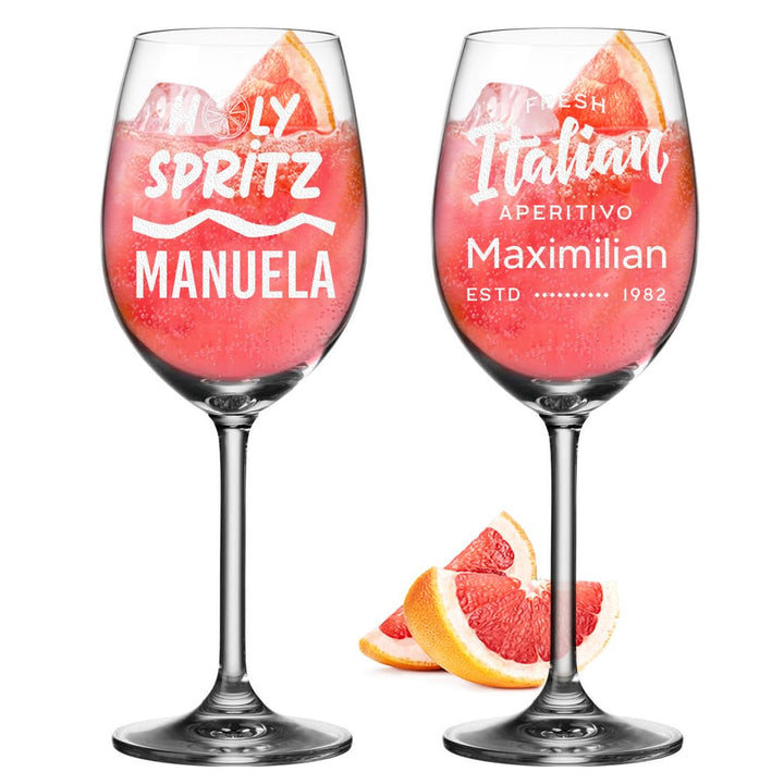 polar-effekt Leonardo 2er-Set Sarti Spritz Cocktailgläser 460 ml mit Gravur - Geschenk für Freunde,