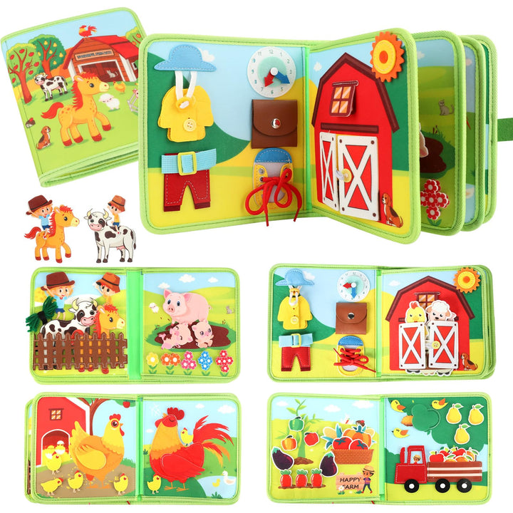 Busy Board ab 2 Jahr Montessori Spielzeug, Bauernhof Quiet Book für unterwegs, Geschenk für Mädchen