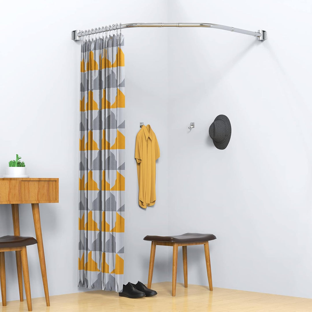 Misounda Duschvorhangstange Trapezförmig, Edelstahl Duschstange für Duschvorhang 70x(45-70) x70 cm m
