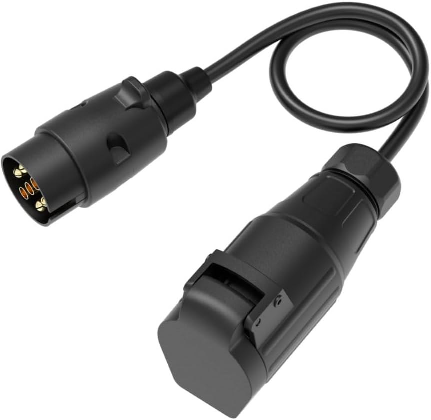 cartrend Adapterkabel 7 auf 13-polig, 0,5 m, 12V Anhänger Adapter, DIN ISO 1724/11446, mit Klappdeck