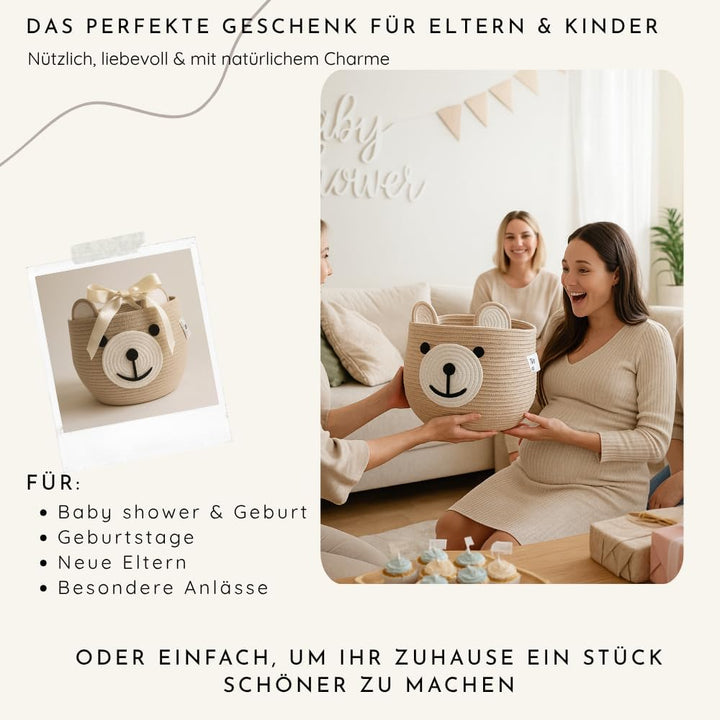 BELMIN Aufbewahrungskorb Kinder aus Baumwolle – Formstabiler, Waschbarer Wäschekorb für Spielzeug &