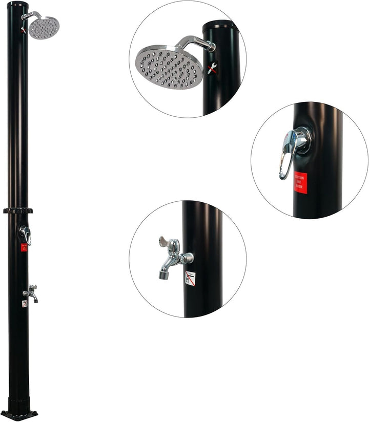 VALAZ Solardusche für den Aussenbereich, 18 Liter, einfache Installation mit Schlauch, Aussendusche,