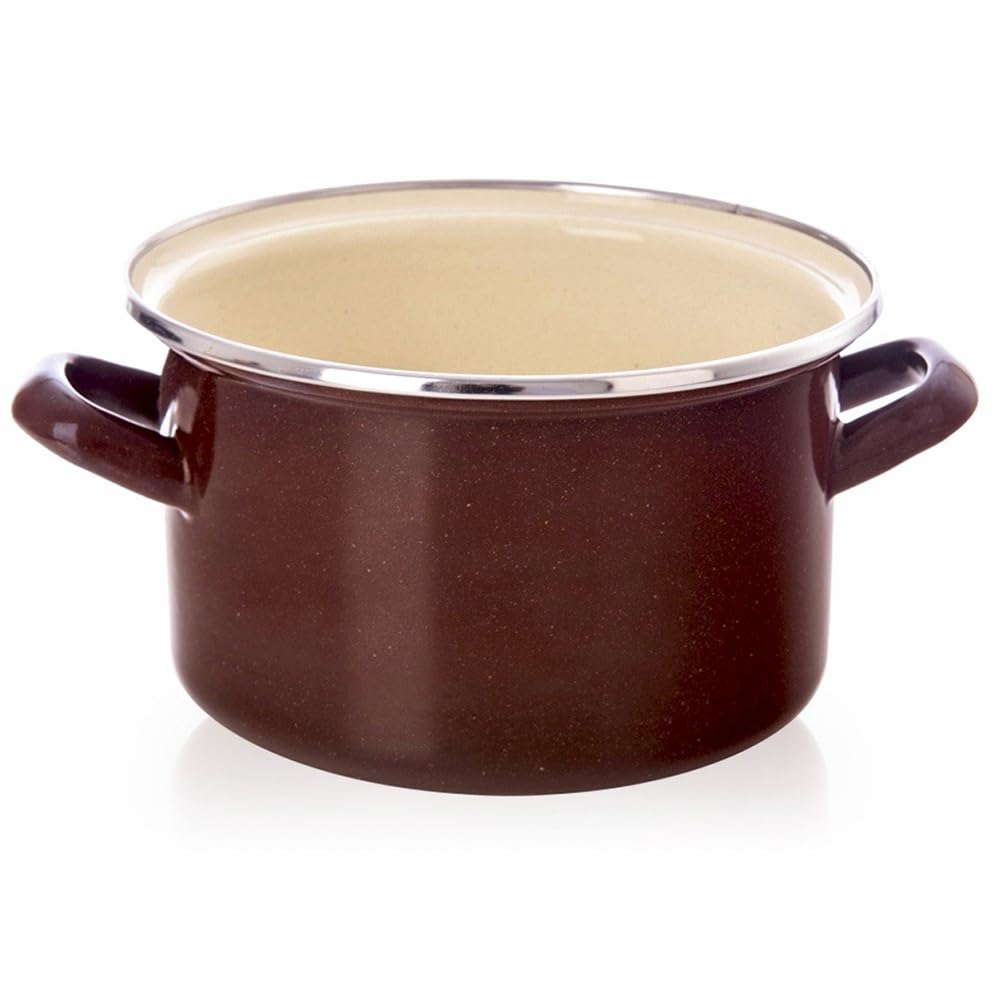Emaille-Topf Kochtopf Schmortopf emailliert BROWN 18 cm 2 L