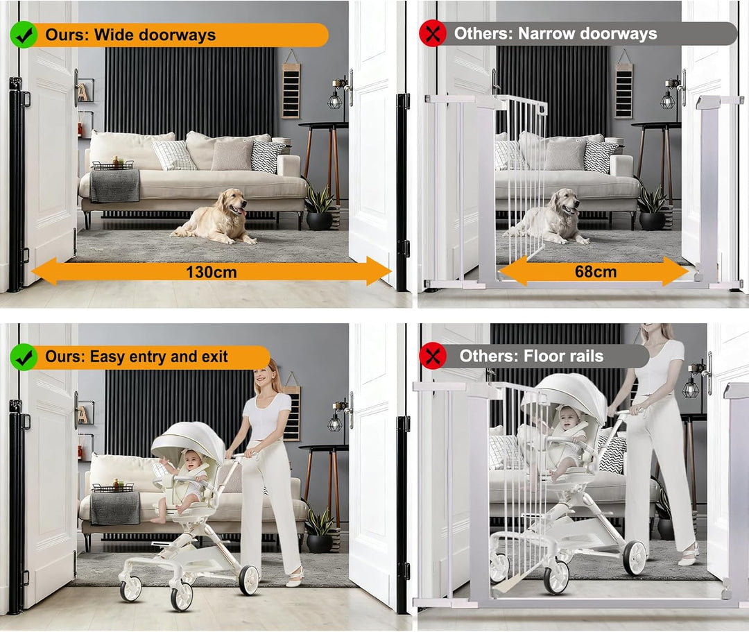 Treppenschutzgitter, Extra Stabiles Ausziehbares Sicherheitsgitter Bis 130 cm Breite und 78 cm Hoch