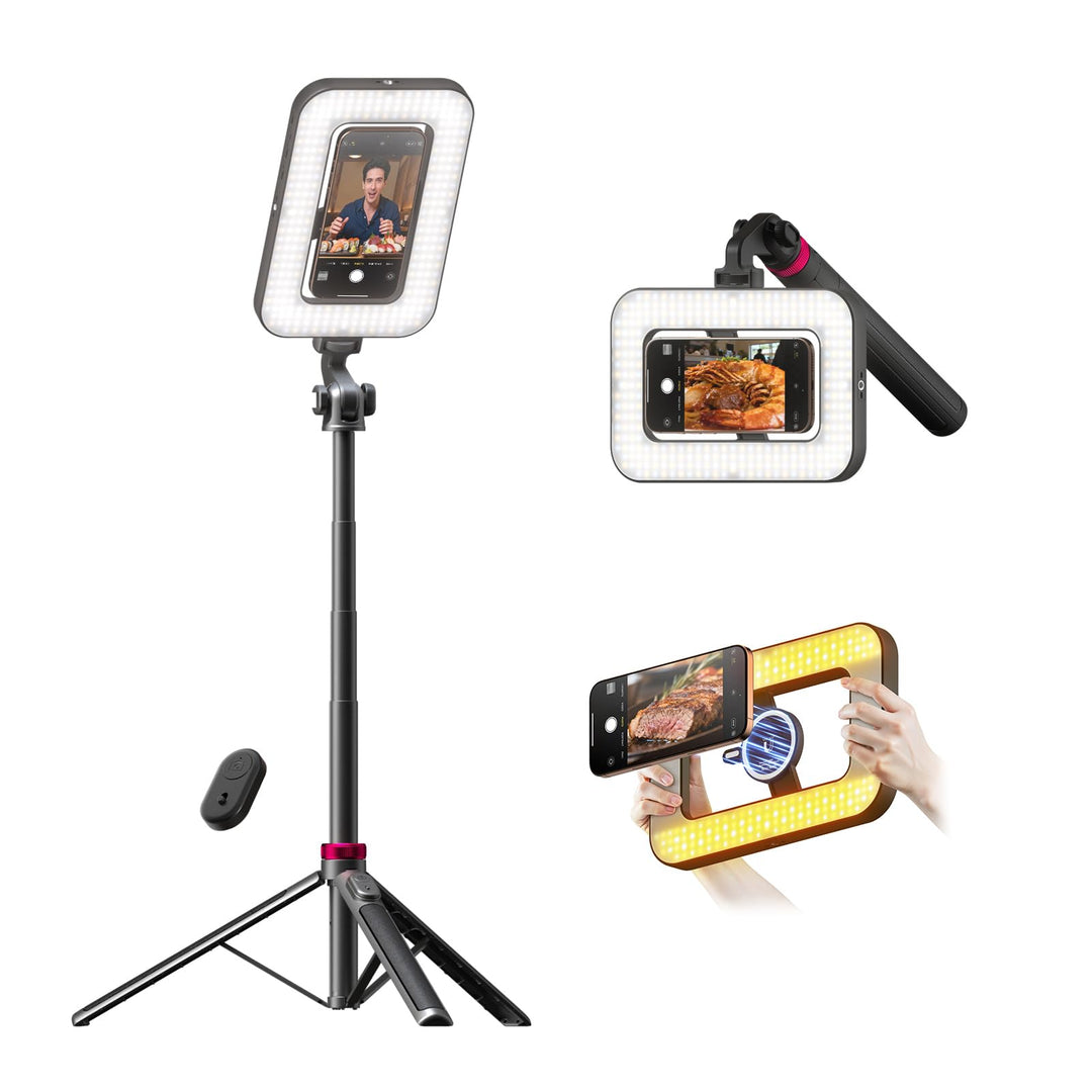 15W Ringlicht mit Stativ, 6000mAh Magnetisches Handy Stativ mit Ringlicht, 2500K–9000K Dimmbar, Trag