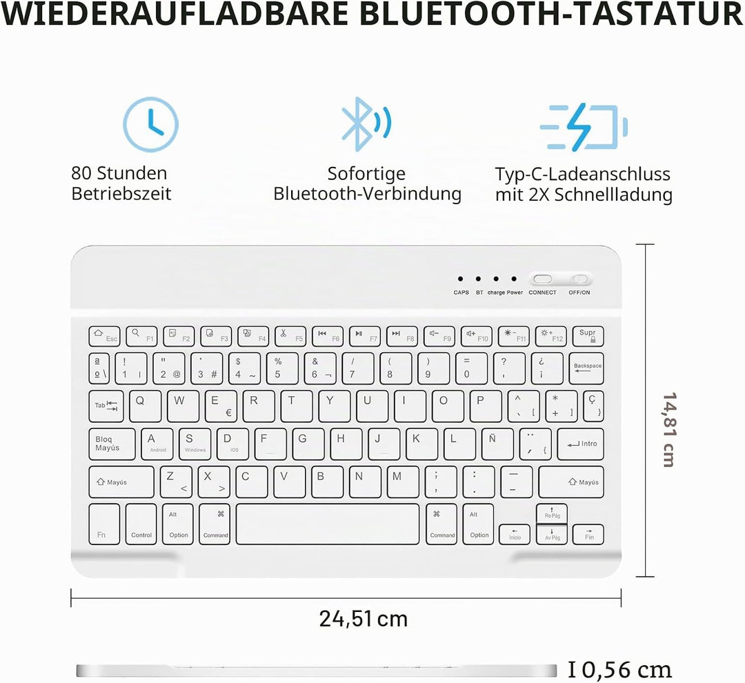 KBCASE Bluetooth-Tastatur-Schutzhülle für iPad, blue
