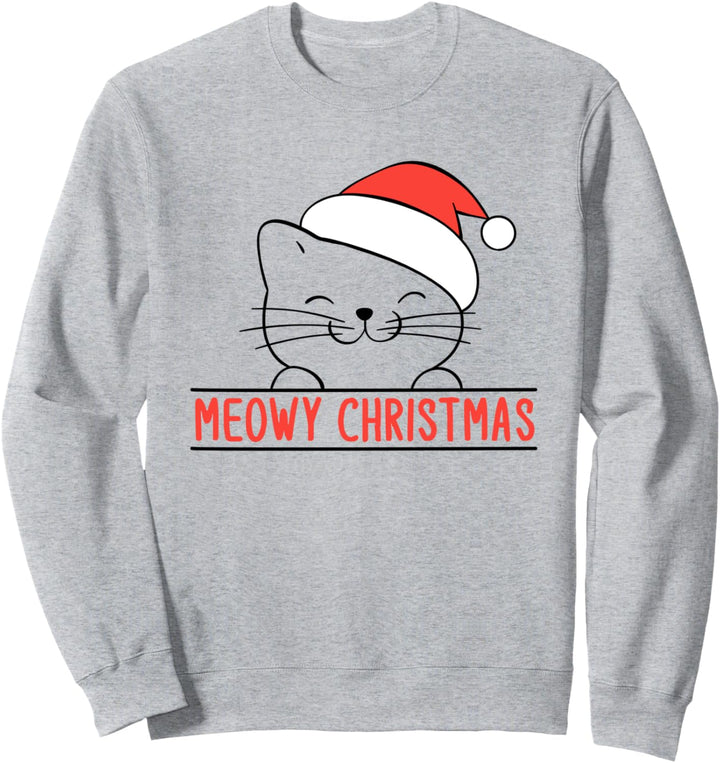 Meowy Christmas - Weihnachts Katze mit Weihnachtsmütze Sweatshirt