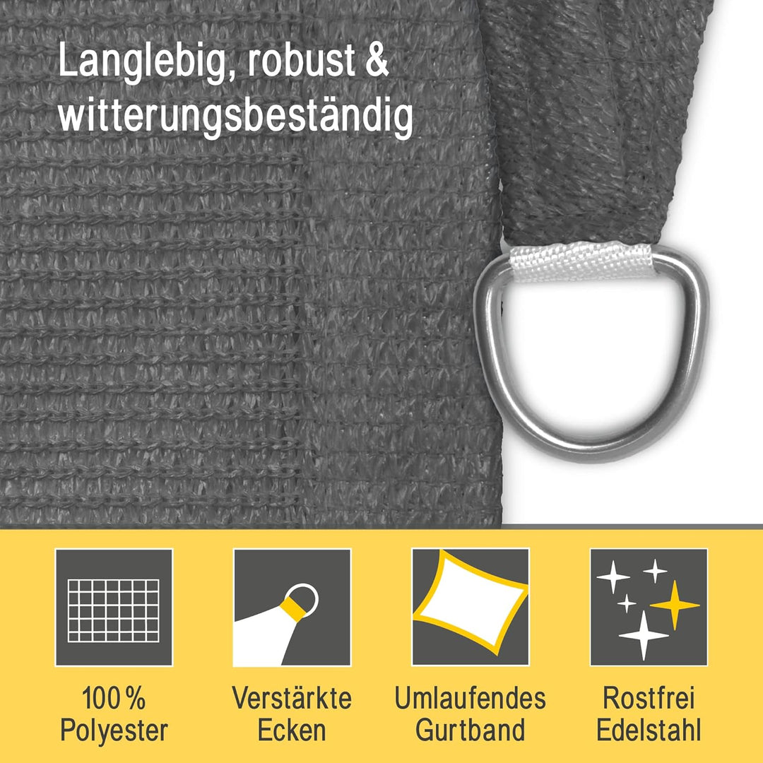 Sol Royal Sonnensegel rechteckig 5x6m Wasserdurchlässig HDPE Atmungsaktiver Balkon Terrasse Segeltuc