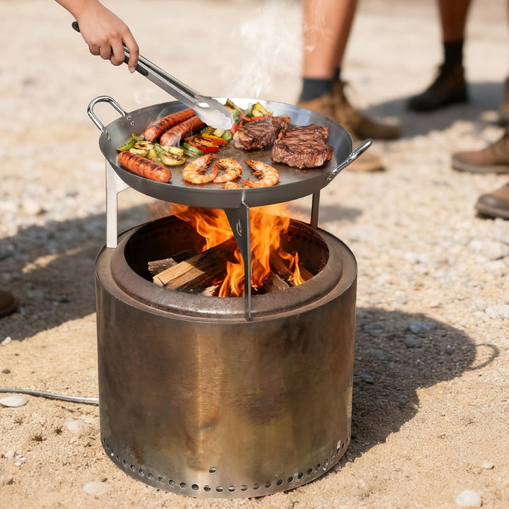 onlyfire Edelstahl Plancha mit Stativfuss für Solo Stove Bonfire 49.5cm Feuerstelle, Plancha Grillpl