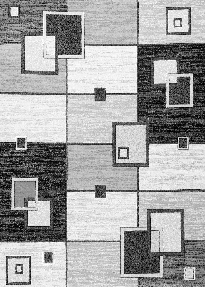 VIMODA Designer Teppich Wohnzimmer Grau Anthrazit Kariert Retro mit geometrischen Motiven und Farbve