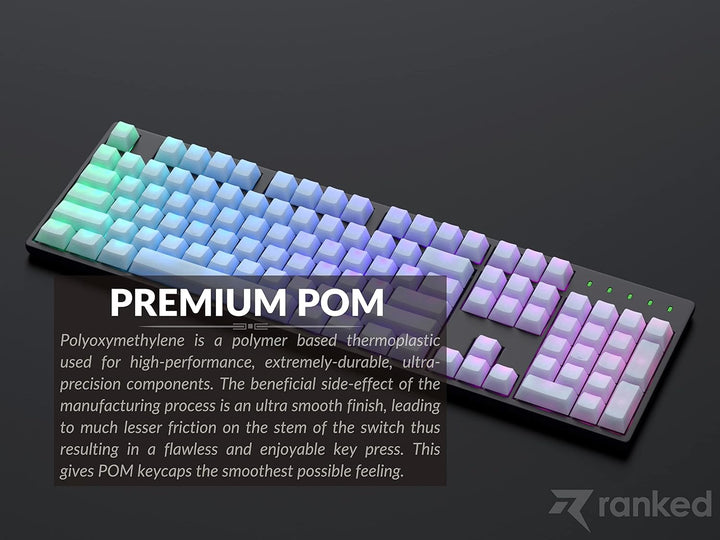 Ranked POM Jelly Hochwertiges Durchscheinendes Tastenkappen-Set | 1,45 mm Dickes PBT | Cherry-Profil
