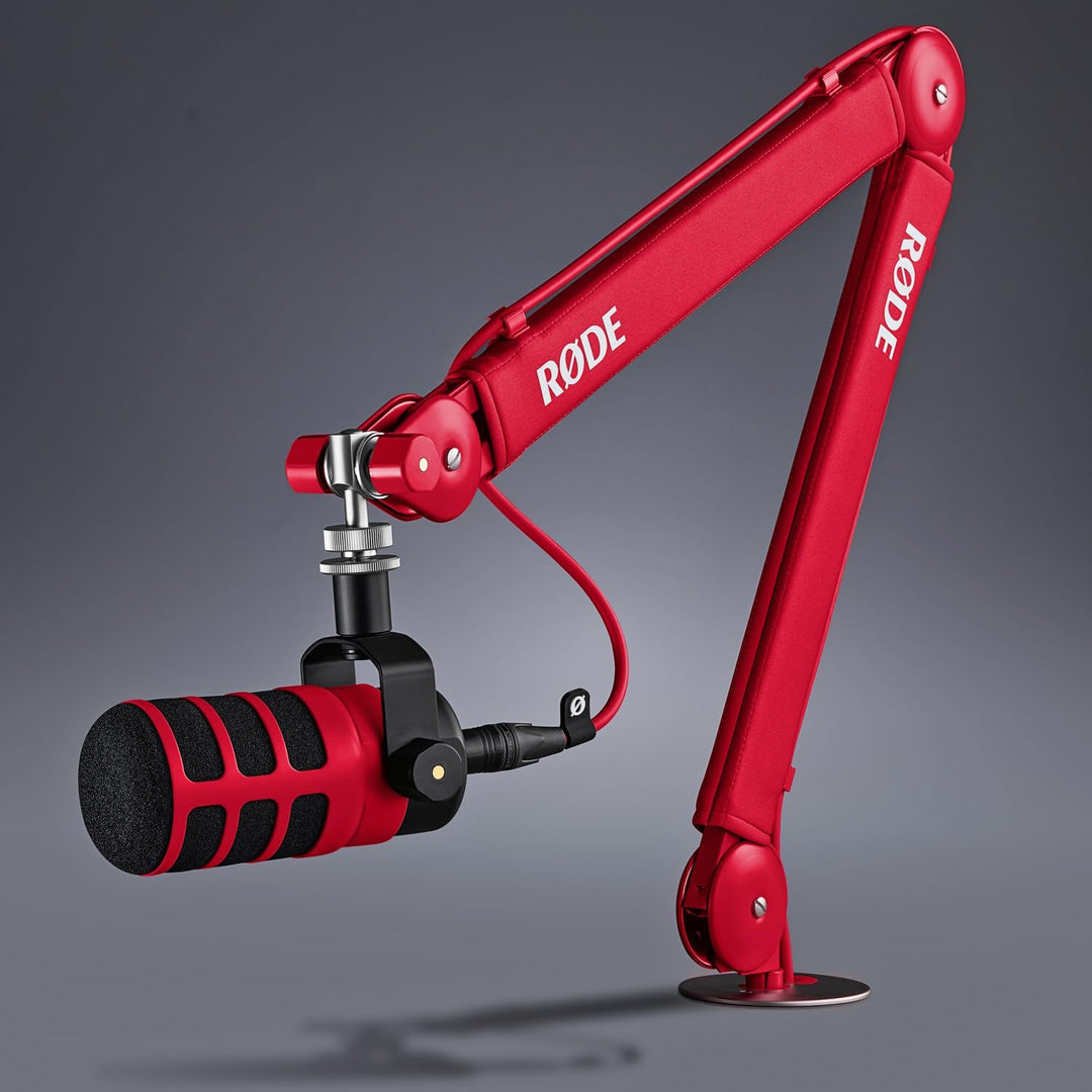 Rode PSA1+ Plus Tisch-Mikrofonarm Gelenkarm Rot mit keepdrum Mikrofasertuch PSA1+ Plus mit Mikrofase