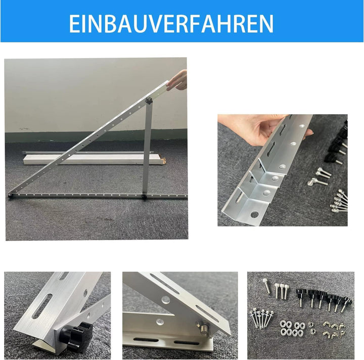 Solarmodul Halterung 1040mm Breit for 2 PV 250-380W, Halterungen 2,5 mm Dicke, ALU Befestigung Solar