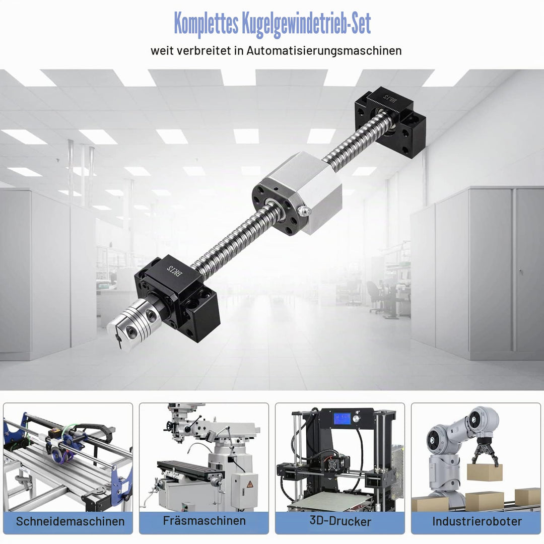 CNCMANS Kugelumlaufspindel SFU1605 250mm Edelstahl Gerollte ballscrew mit BK12 / BF12 Endunterstützu