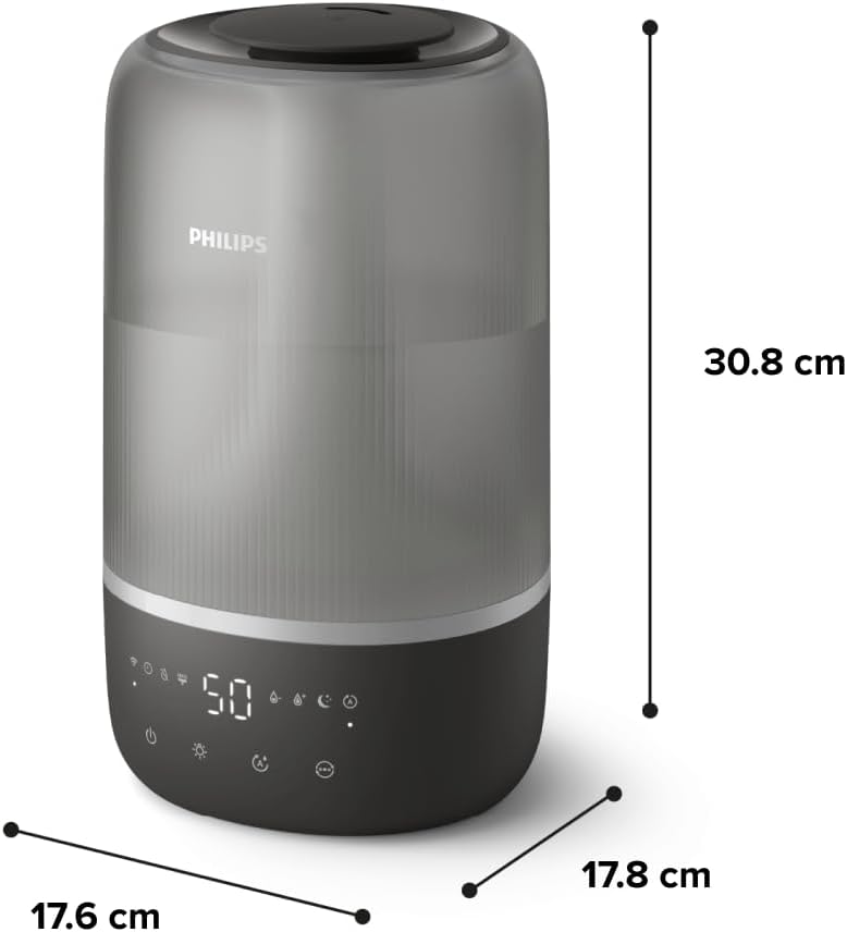 Philips Smart Humidifier - kompakt und dennoch leistungsstark mit himmelhohem Nebel, Aromatherapie,