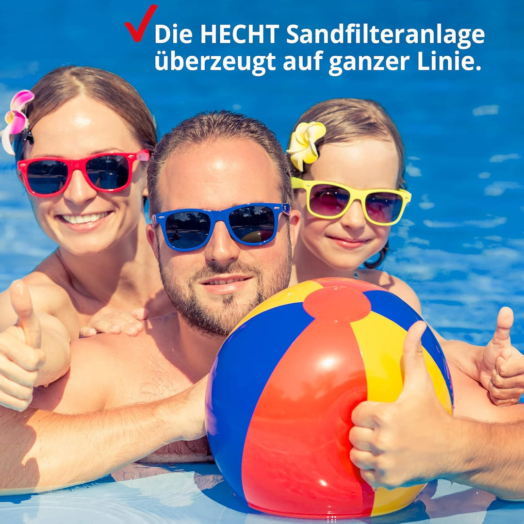 HECHT Sandfilter Sandfilteranlagen 11.000 Liter – Poolfilteranlage Sandfilterpumpe Reinigungspumpe f