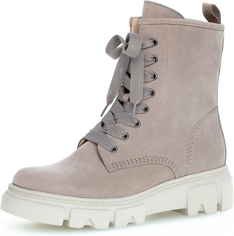 Gabor Damen Combat Boots, Frauen Stiefeletten,Wechselfussbett,Best Fitting 36 EU Beige Leinen, 36 EU