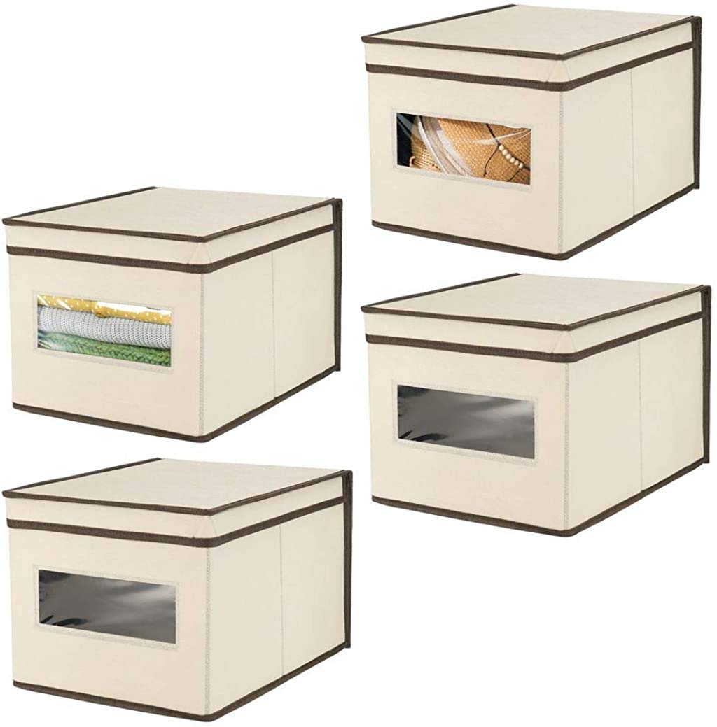 mDesign 4er-Set Aufbewahrungsbox aus Stoff für Schrank oder Schublade – BHT: 30x25x39cm – grosse Sto