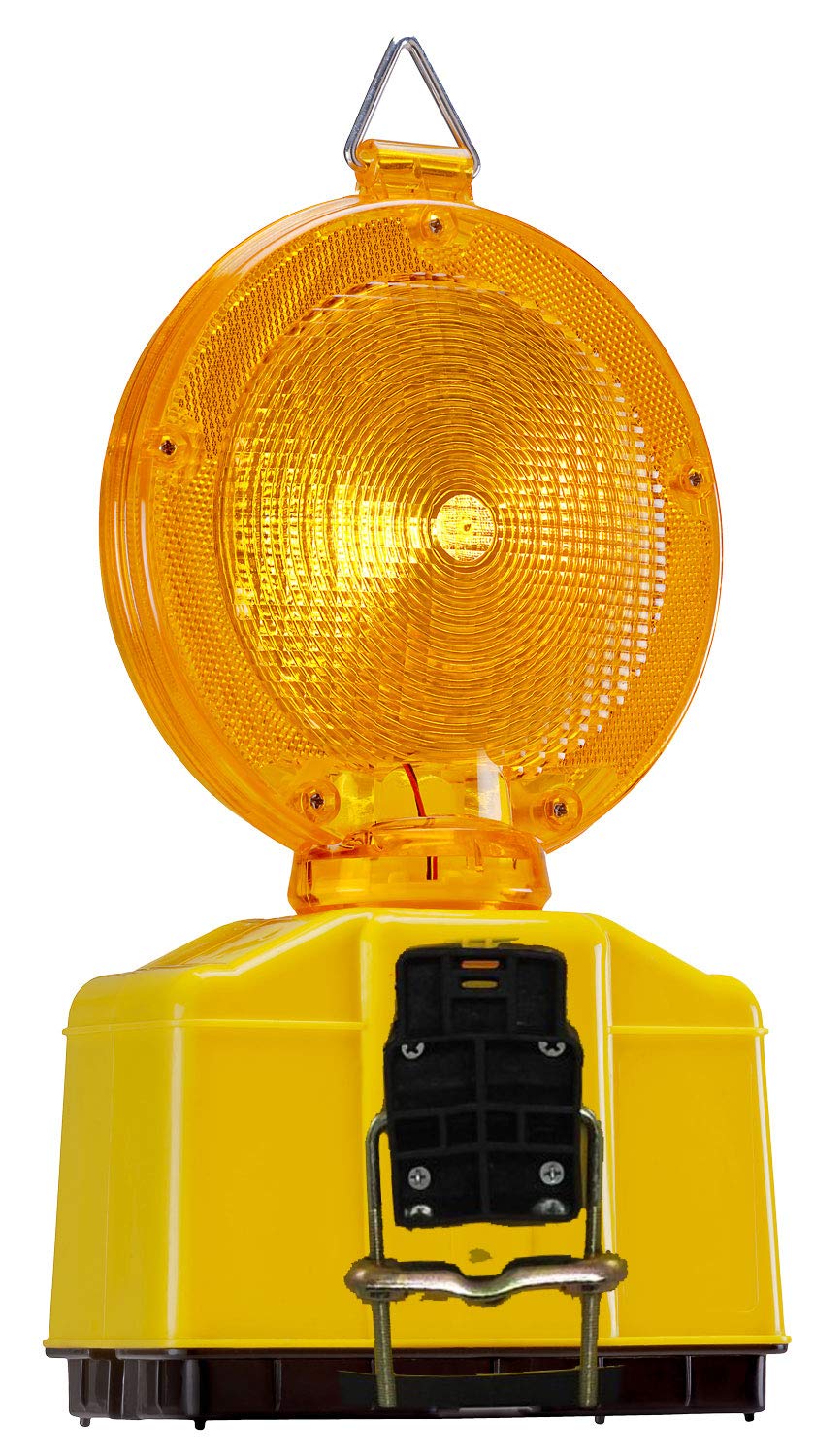 UvV LED 2 x Baustellenleuchte, Warnleuchte gelb, inkl. 2 Batterien 50 Ah für Ihre Baustelle, Baustel