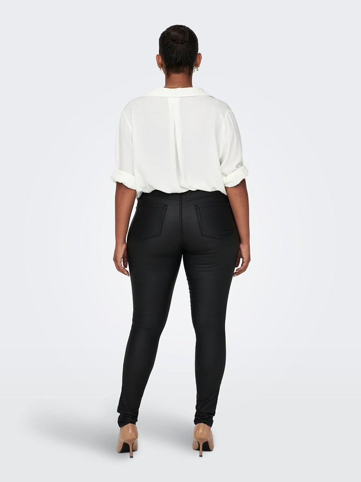 ONLY Damen Skinny Jeans Carpunk Reg Sk Coated Pants Noos 44W / 32L Schwarz (Black Black), 44W / 32L