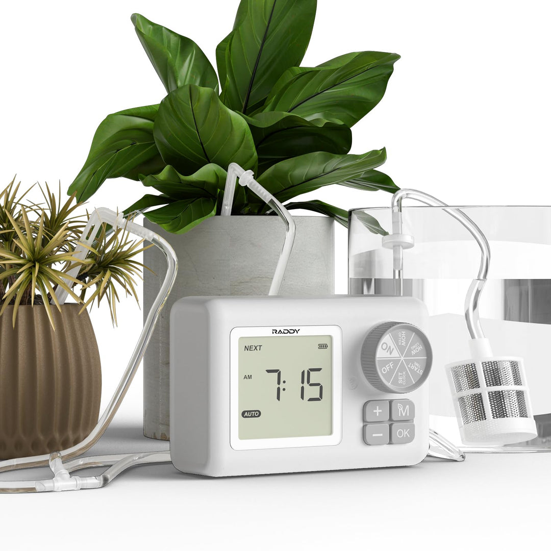 Raddy WS-6 Automatisches Bewässerungssystem, Tropfbewässerungsset für 15 Topfpflanzen, LCD-Display,