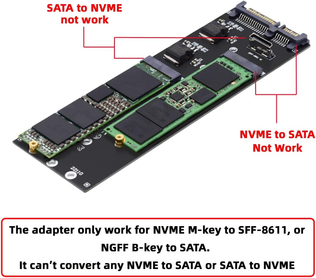 cablecc Oculink SFF-8612 8611 auf U.2 Kit M-Key auf NVME PCIe SSD und NGFF auf SATA Adapter für Main