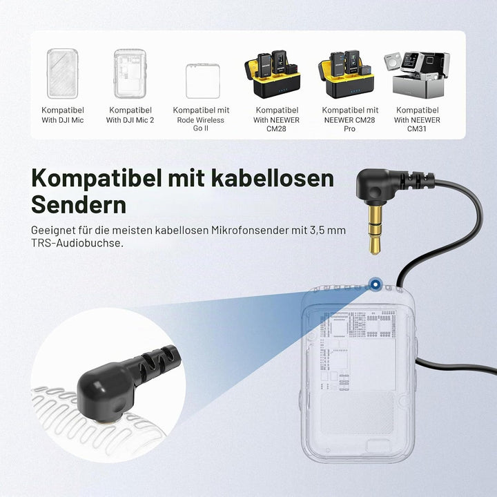 NEEWER Lavalier Mikrofon ø9,7mm (2er Pack), 3,5mm TRS Wired Ansteckmikrofon, omnidirektionales Konde