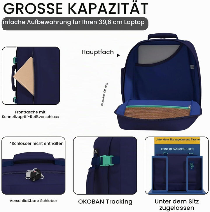 Cabinzero Unisex Rucksack, Deep Ocean