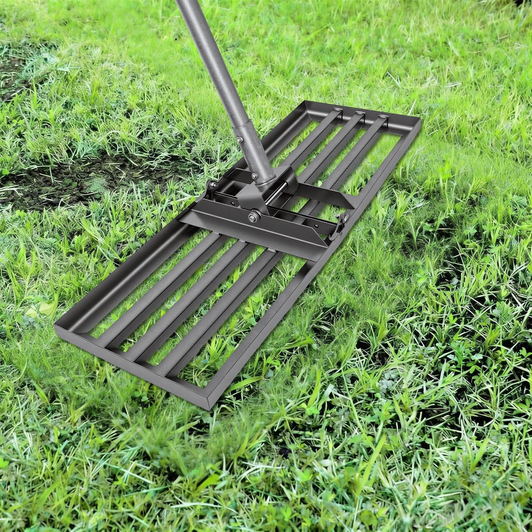 Rasenrakel 213 cm, 76 x 25 cm Rasen-Nivelliergerät aus Edelstahl, Ergonomischer Rasen-Nivellierreche