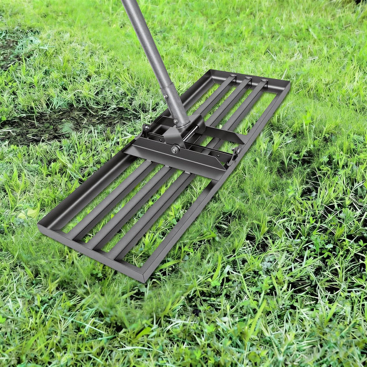 Rasenrakel 213 cm, 76 x 25 cm Rasen-Nivelliergerät aus Edelstahl, Ergonomischer Rasen-Nivellierreche