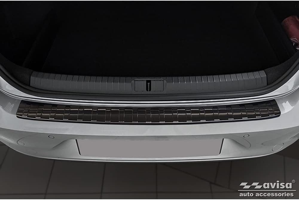 Avisa Schwarz Edelstahl Heckstossstangenschutz kompatibel mit Volkswagen Passat Limousine 2014-2019