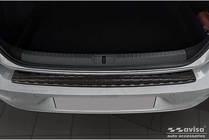Avisa Schwarz Edelstahl Heckstossstangenschutz kompatibel mit Volkswagen Passat Limousine 2014-2019