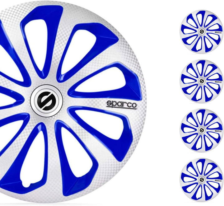 Satz Sparco Radzierblenden Sicilia 16-Zoll Silber/Blau/Karbon