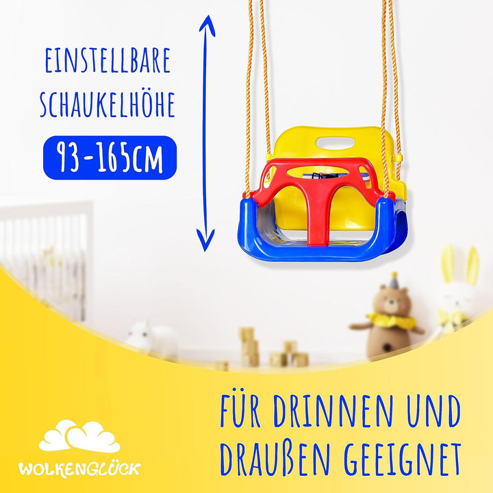 WOLKENGLÜCK® Babyschaukel 3 in 1 [6 Monaten bis 6+ Jahre] - Mitwachsende Kinderschaukel für Outdoor