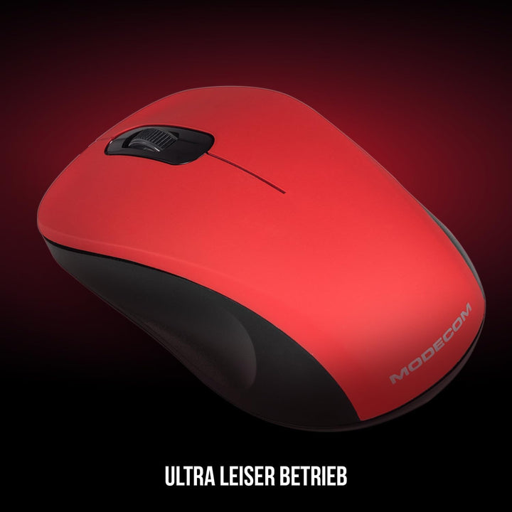 Modecom MC-M10S Rot USB Kabelgebundene Maus | Leise Silent Computermaus für Laptop & PC | Ergonomisc