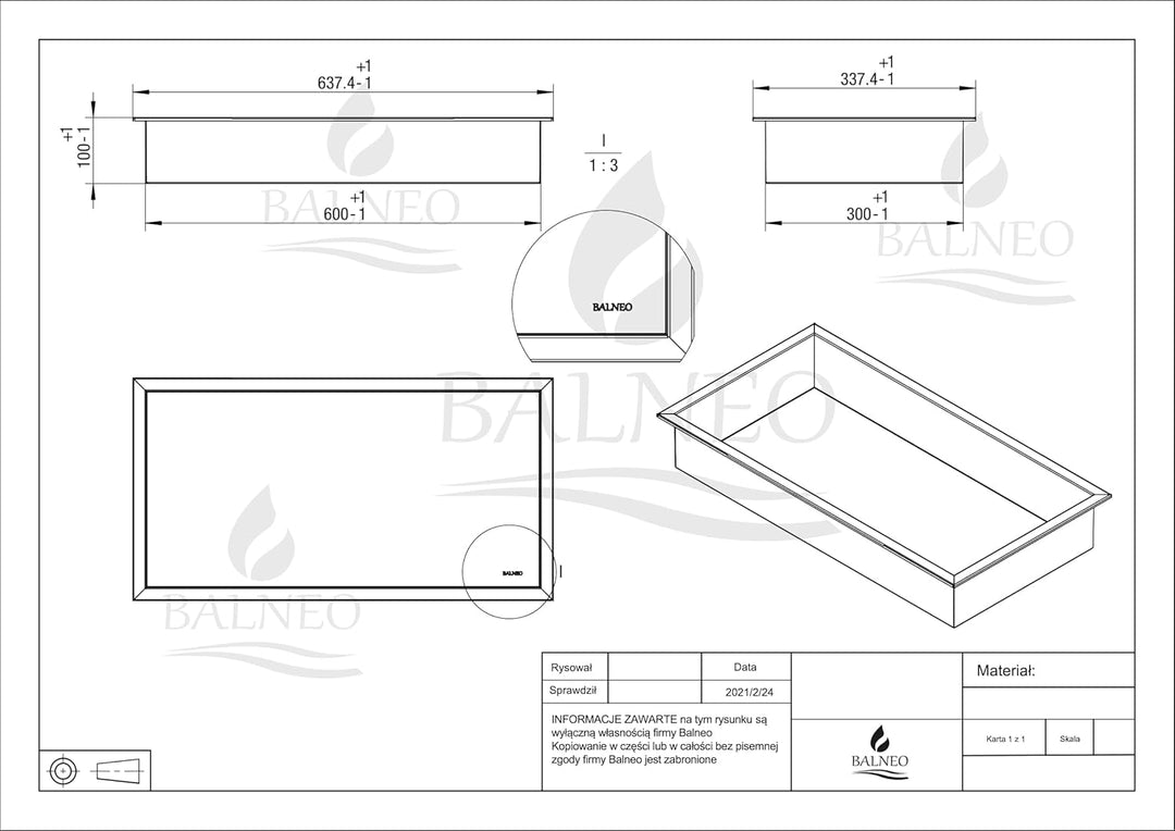 Balneo Wall-Box ONE Black Edelstahl Duschnische 60x30x10 cm, schwarz wandnische dusche, wasserdicht,