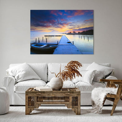 Bilder auf Leinwand 100x70cm Leinwandbild Niederlande Natur Meer Sonnenuntergang Gross Wanddeko Bild