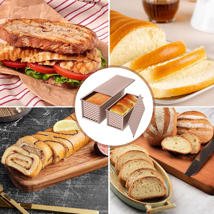 Brotbackform mit Deckel Antihaft, Toastbrot Backform Kohlenstoffstahl, Kastenform für Brot Kuchen To