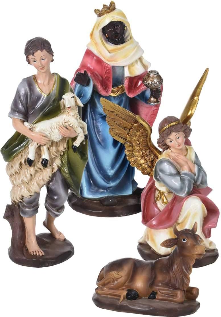 Krippenfiguren Set XL Weihnachten mit 10 grossen Figuren (bis 21 cm) im klassischen Design für Kripp