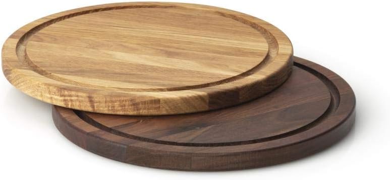 Continenta Steakteller mit Saftrille, aus Walnuss, Ø 28 x 1,8cm, Jausen-, Brotzeit- & Servierbrett,