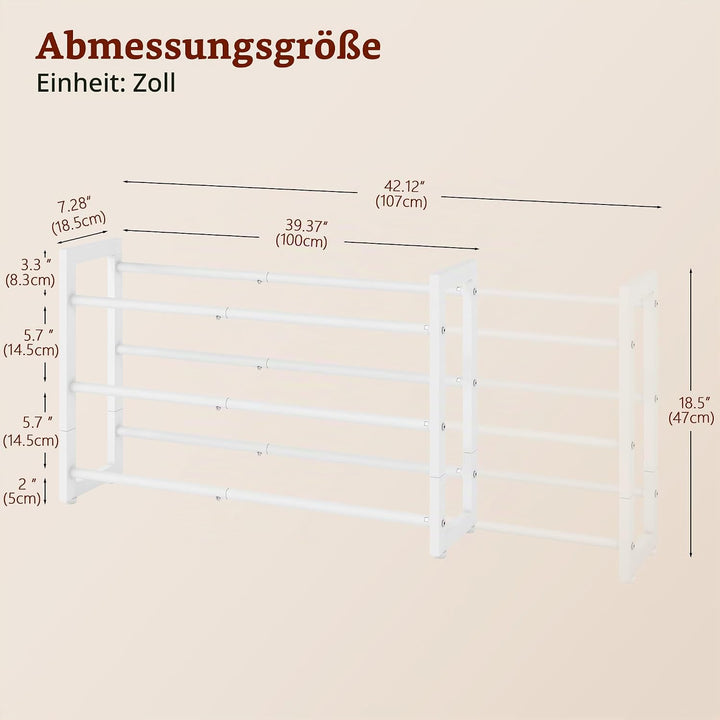 FAVOOSTY 3 Ebenen Schuhregal Metall Ausziehbares Weiss, Verstellbar Platzsparend, Shoes Rack, Robust