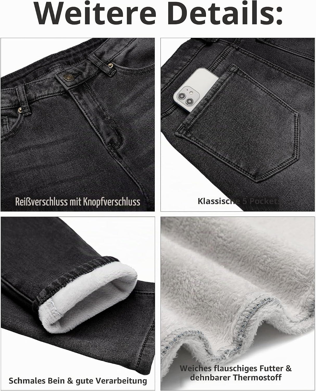Skinny Jeans Damen High Waist Thermo Jeans Damen Winter Gefütter Thermo Jeans Leggings Damen Stretch