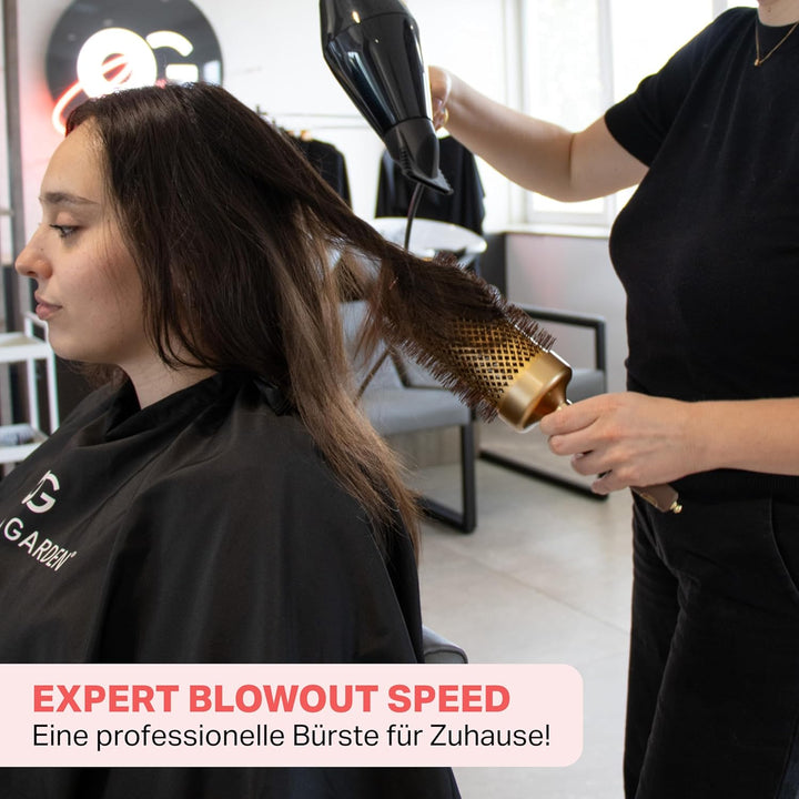 Olivia Garden Expert Blowout Speed – Gold & Braun - 65 - Keramik-Rundbürste mit extra langem Barrel