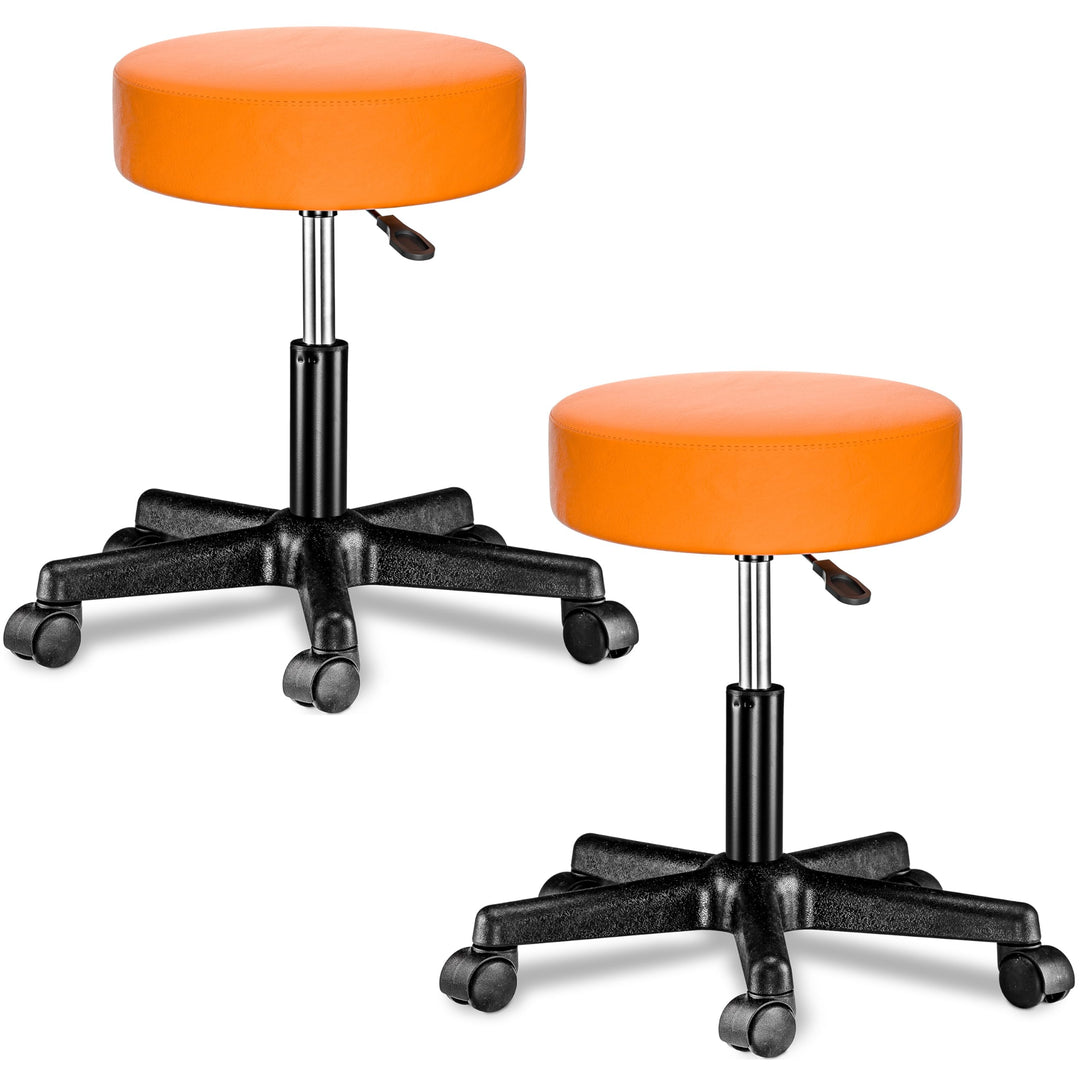 Casaria® Rollhocker Höhenverstellbar 2er Set 10cm Polsterung 46-60cm Höhe 360° Drehbar Ø35cm Rund Ro