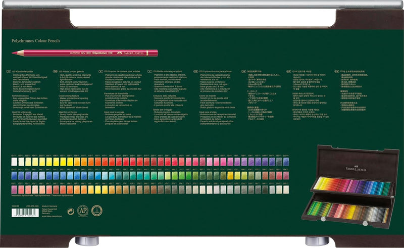 Faber-Castell 110013 - Buntstifte Polychromos, im 120er Holzkoffer Holzkoffer 120-teilig, Holzkoffer