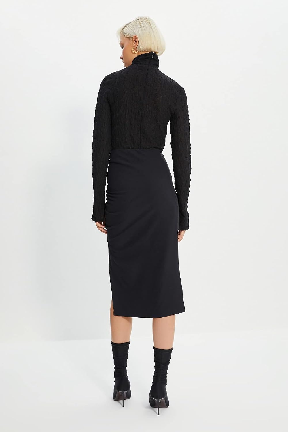 TRENDYOL Damen Schwarzer Verformter Tipp Detaillierter Rock Skirt Contemporary