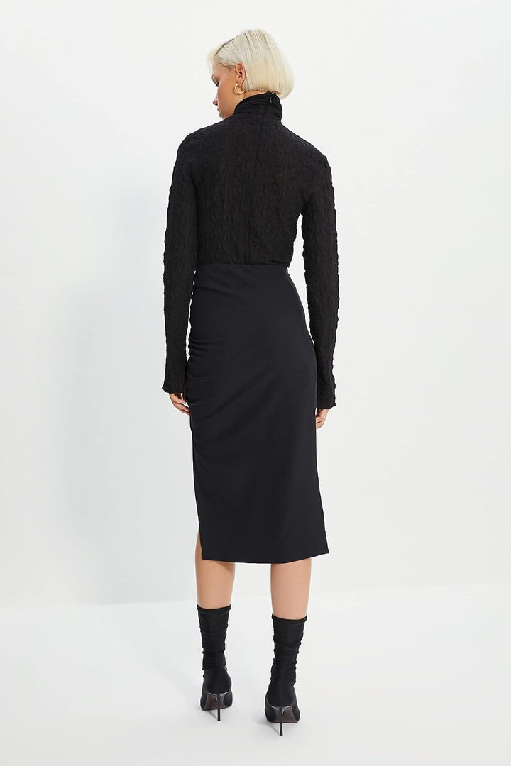 TRENDYOL Damen Schwarzer Verformter Tipp Detaillierter Rock Skirt Contemporary